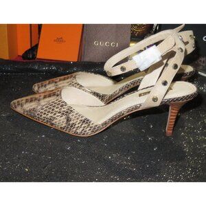 Louise Et Cie Gitana Snakeskin Nubuck Leather d'Orsay Pointed Studded Pumps sz 8
